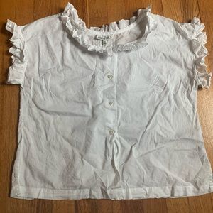 Alex Mill heart button ruffle blouse - S